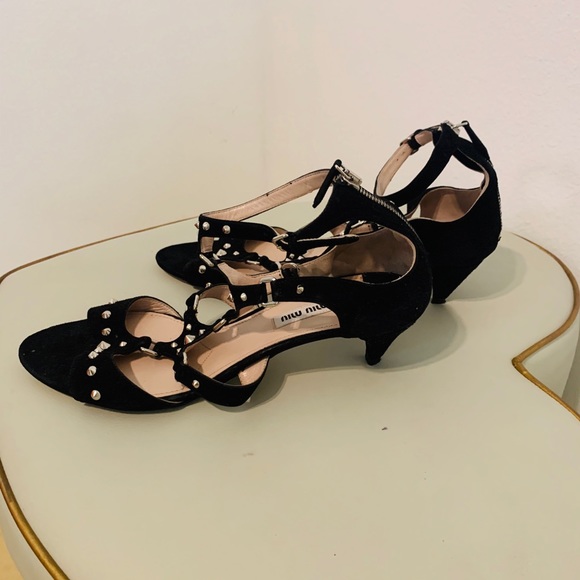 Miu Miu Black Strappy Leather Sandals Italy 40,5 - Picture 4 of 8